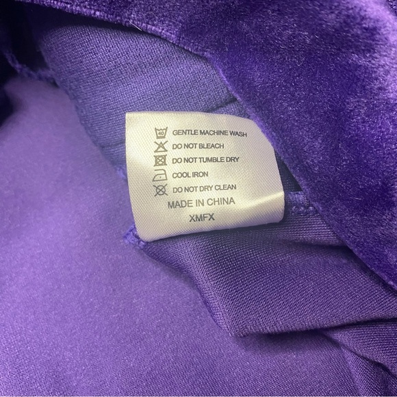 Purple velvet track jacket Size L No Brand Full Zip Velour Zipper Pockets - Picture 9 of 14